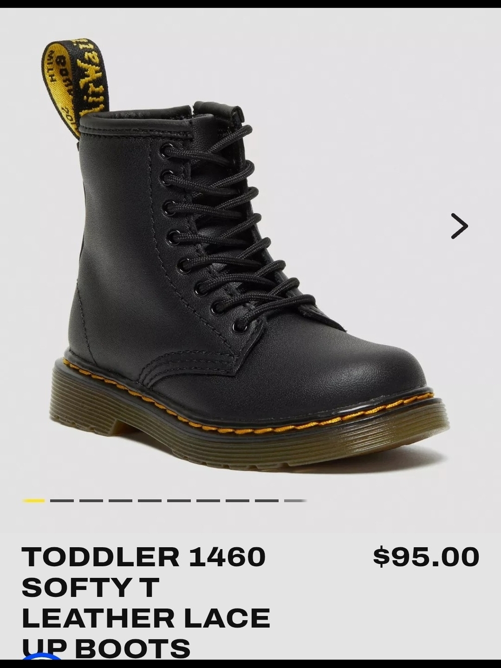Dr. Martens Toddler 1460 Black Leather Lace-Up Boot Softy T Doc Martens Matching